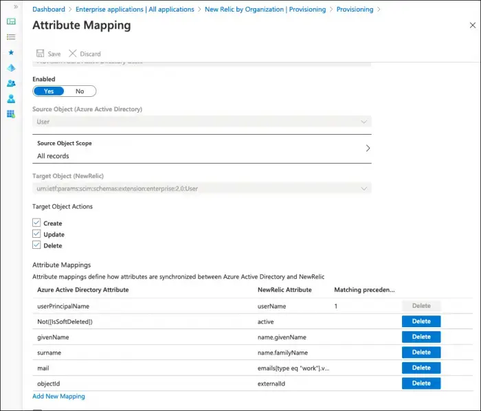 Azure_AD_Provisioning_Attribute_Mapping.png Screen capture showing how to set attributes.
