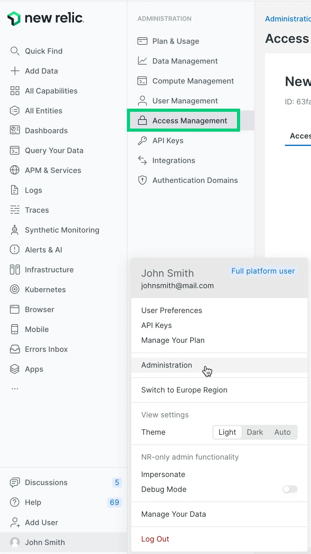 New Relic user mgmt groups UI - default group assignments New Relic user mgmt groups UI - default group assignments