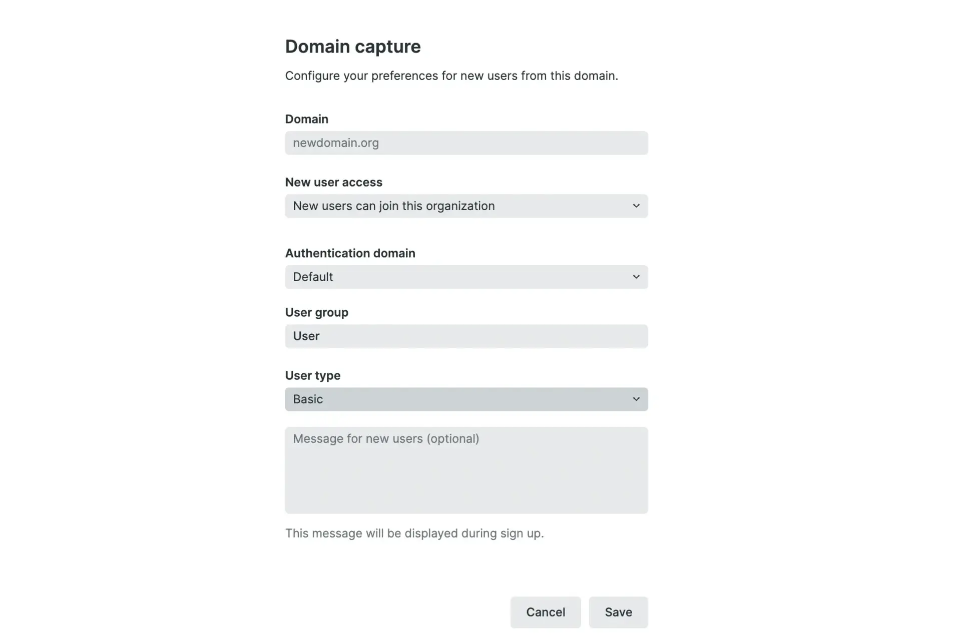 Screenshot of domain capture settings Screenshot of domain capture settings