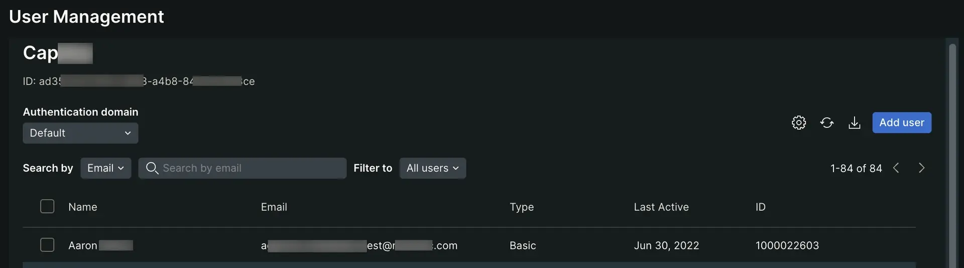 User management UI User management UI