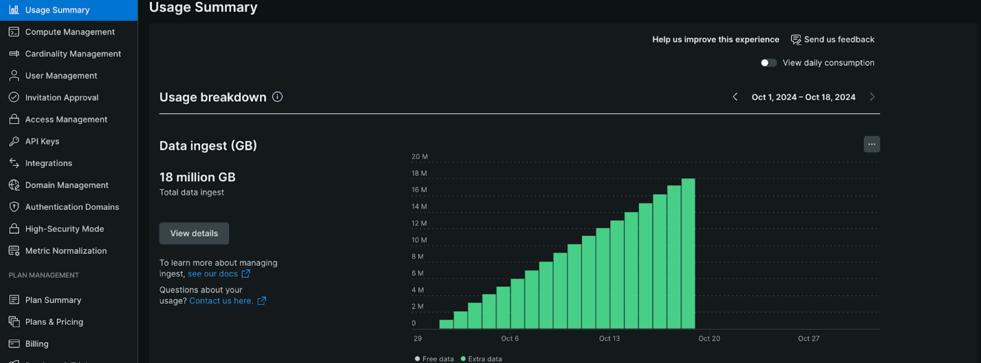 New Relic usage UI New Relic usage UI