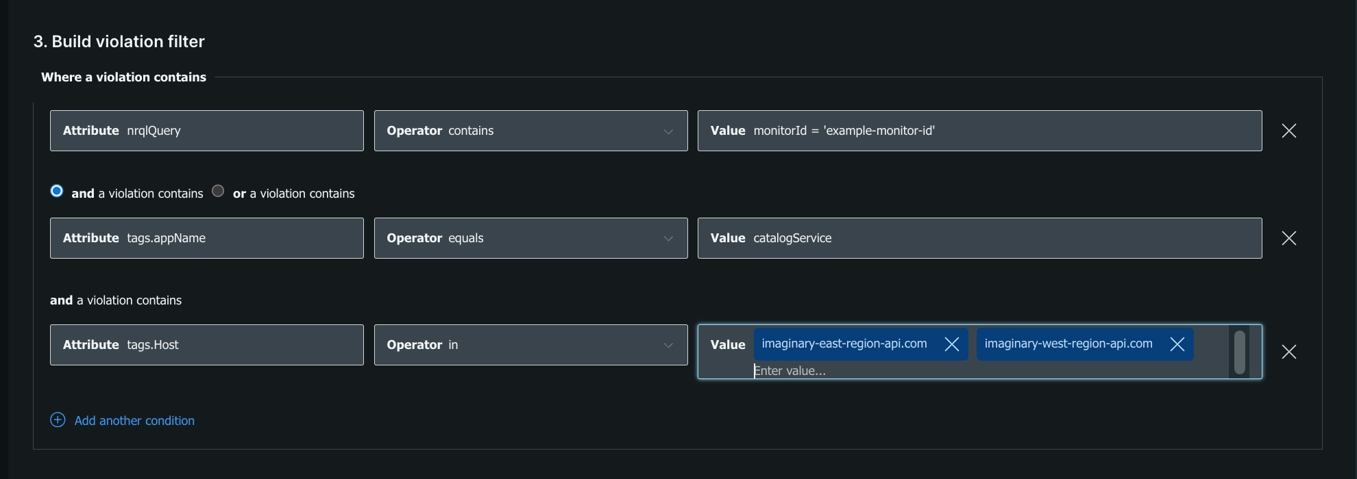Muting rule edit screen Muting rule edit screen