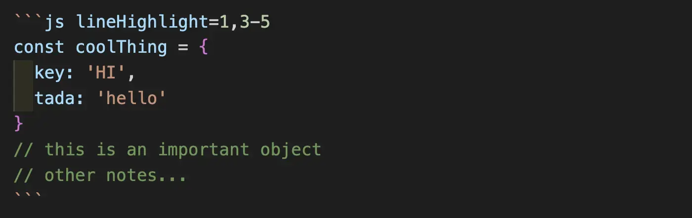 Screenshot of code highlighting format Screenshot of code highlighting format