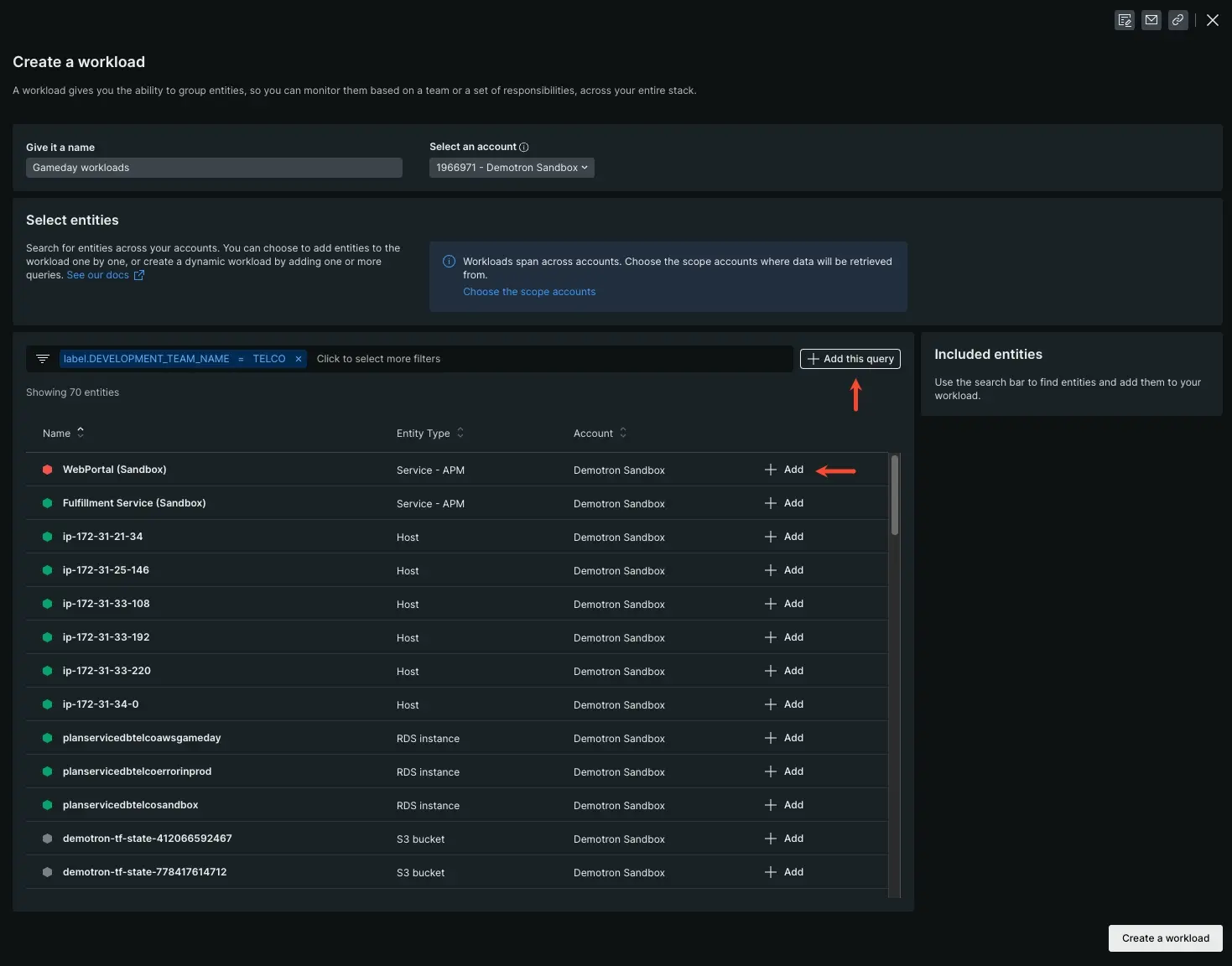 Add sources to workload Add your sources to the workload