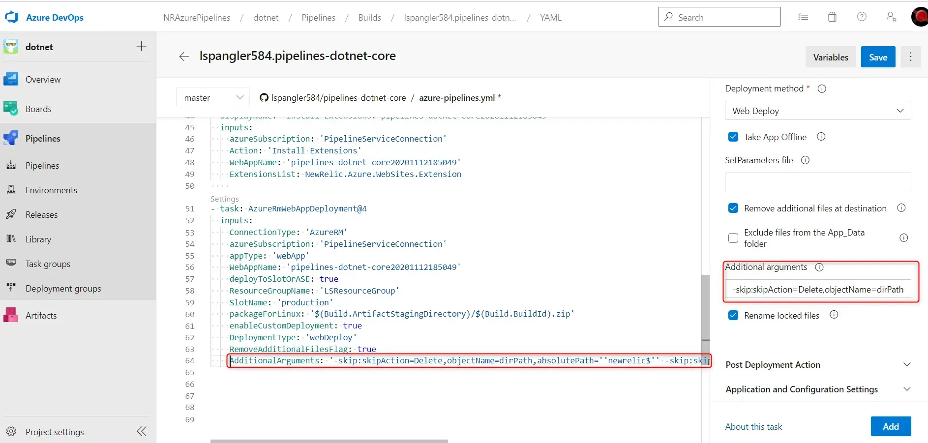 Screenshot showing skipAction Screenshot showing skipAction