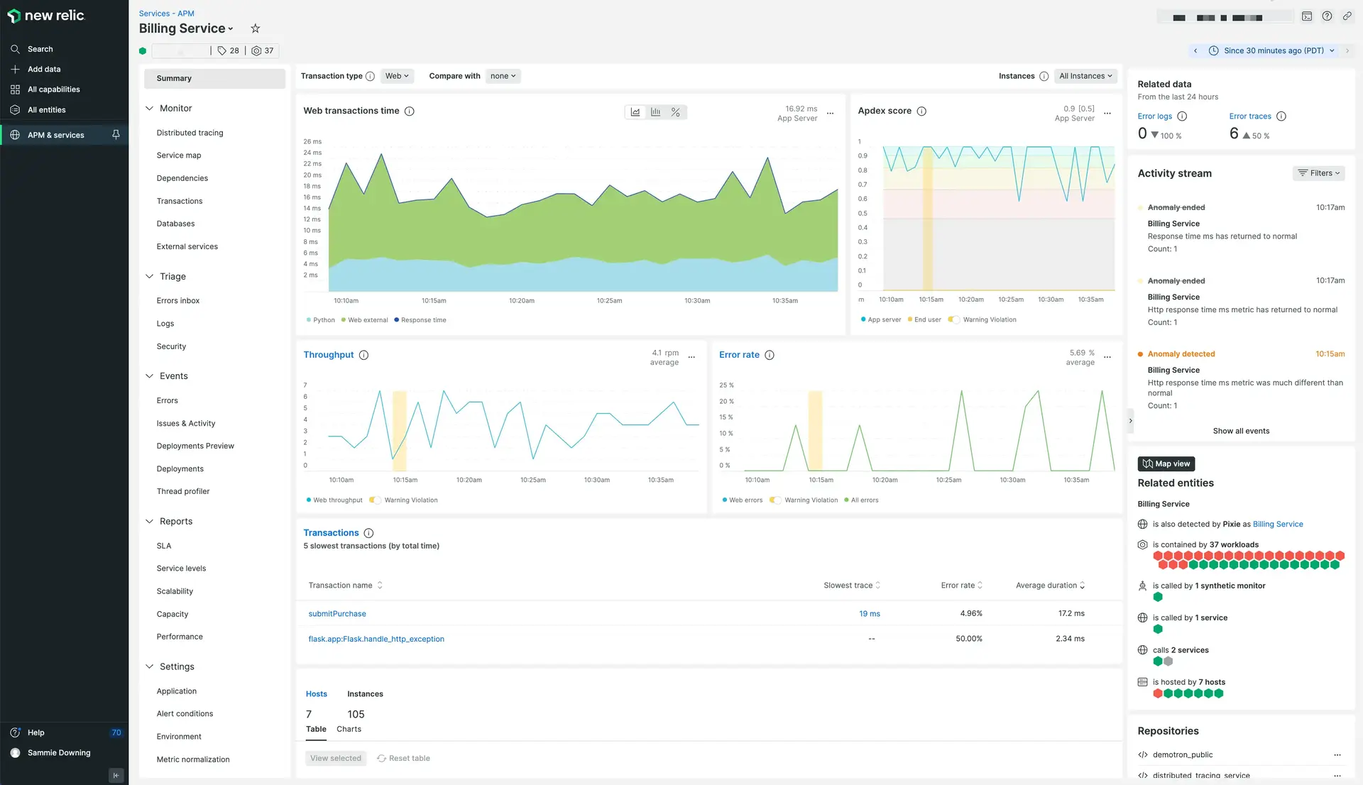 APM overview An image showing an example APM page.