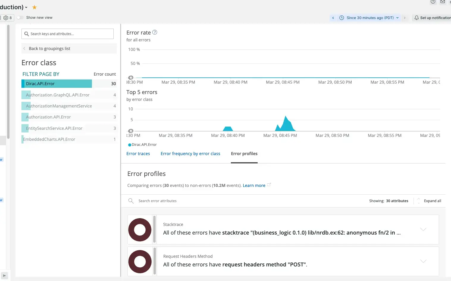 APM: Error profiles example APM: Error profiles example