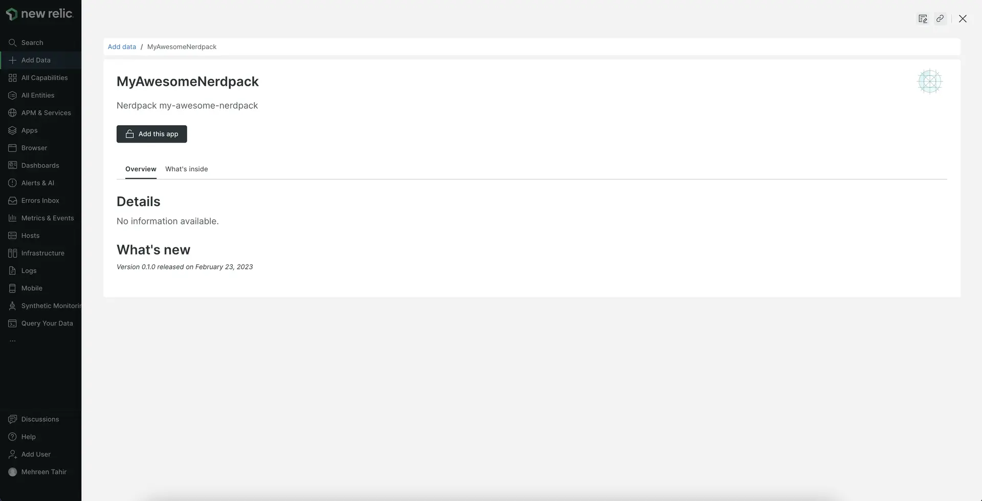 An empty application description in Instant Observability An empty application description in Instant Observability