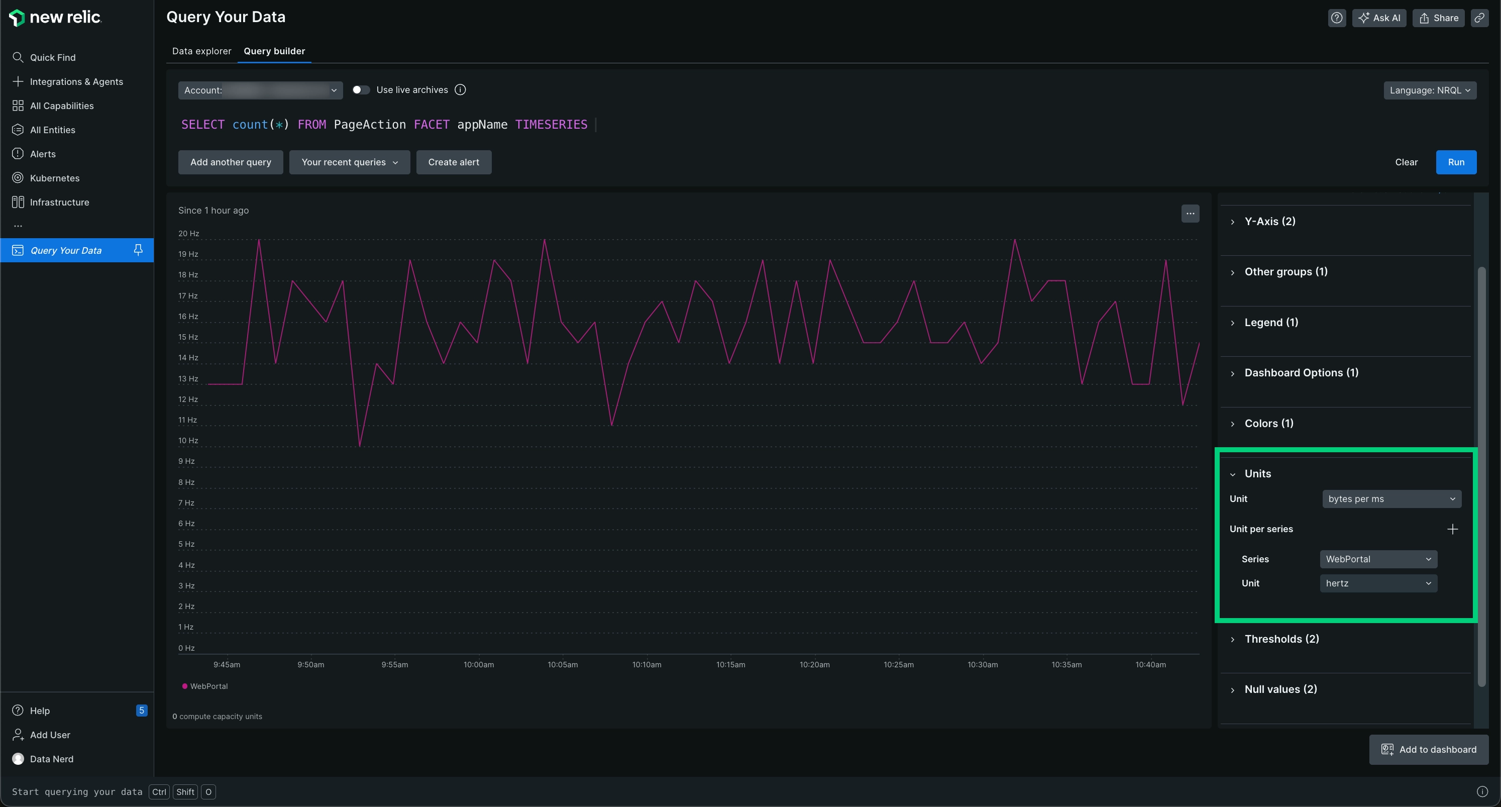 Customize your unit on your Y axis Customize your unit on your Y axis