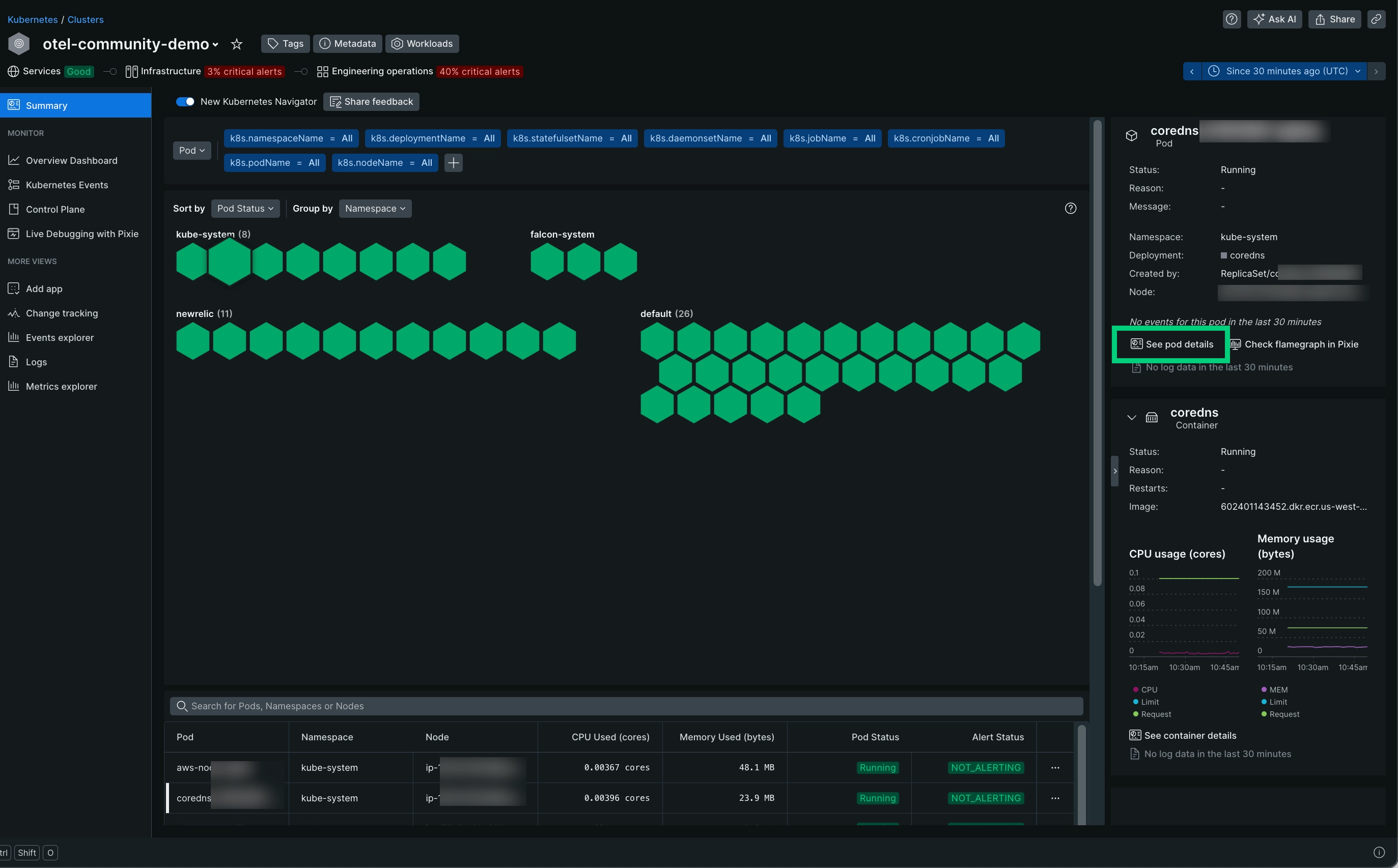 View events in the Kubernetes cluster explorer View events in the Kubernetes cluster explorer