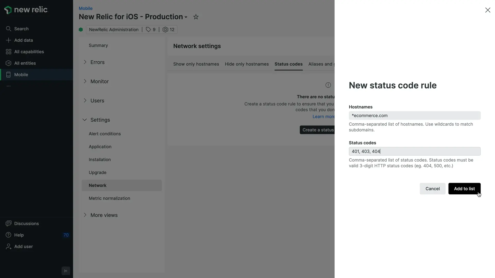 Create a status code rule Create a status code rule in the UI