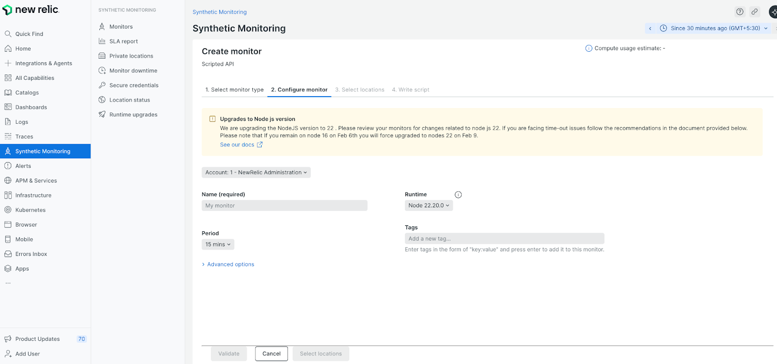 Image of the node runtime changes