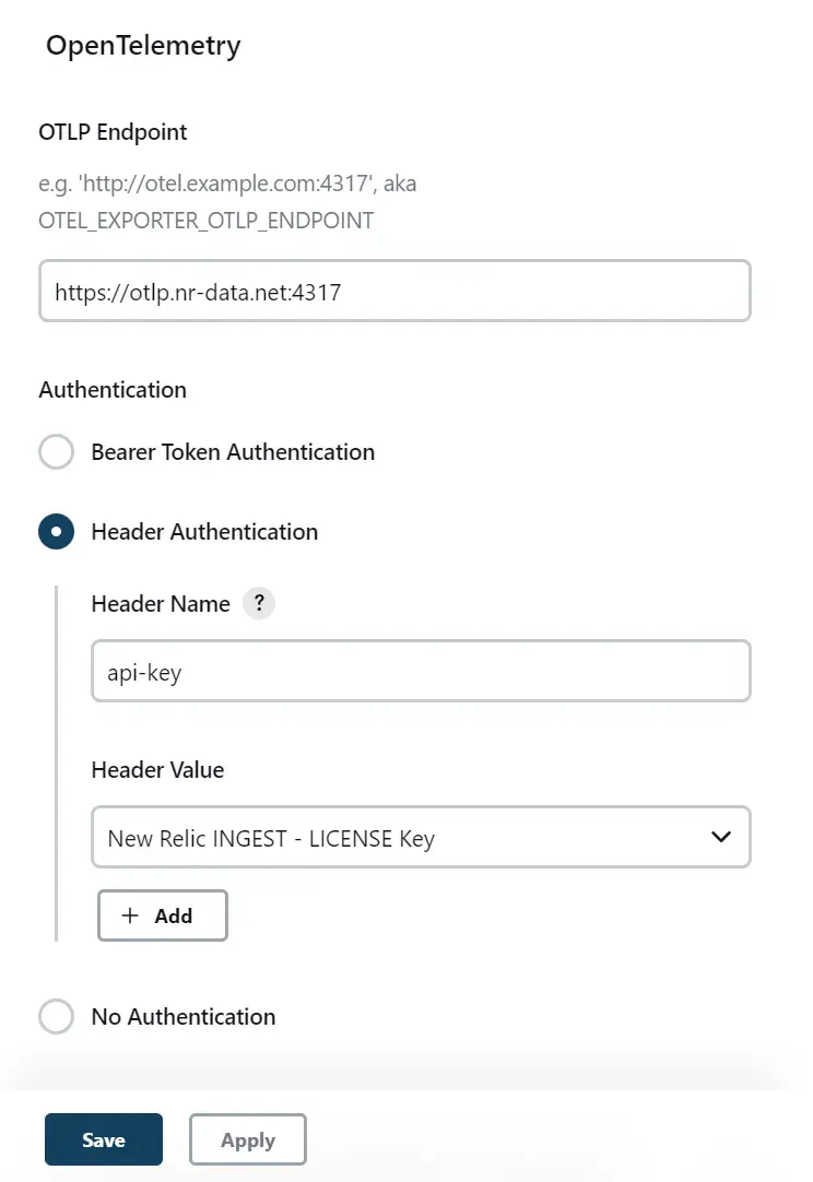 Screenshot showing Jenkins OpenTelemetry configuration Screenshot showing Jenkins OpenTelemetry configuration
