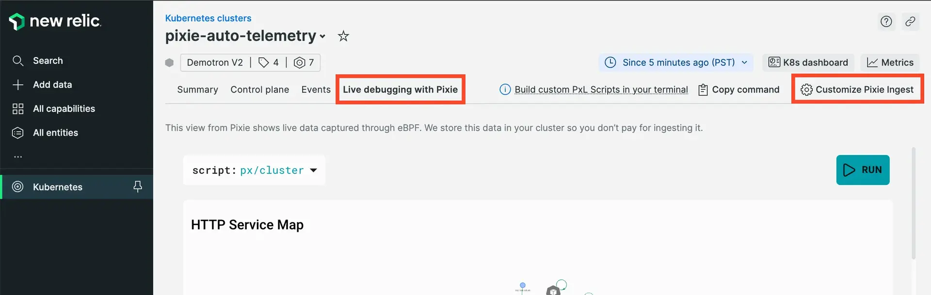 Customize Pixie data ingest button Customize Pixie data ingest button