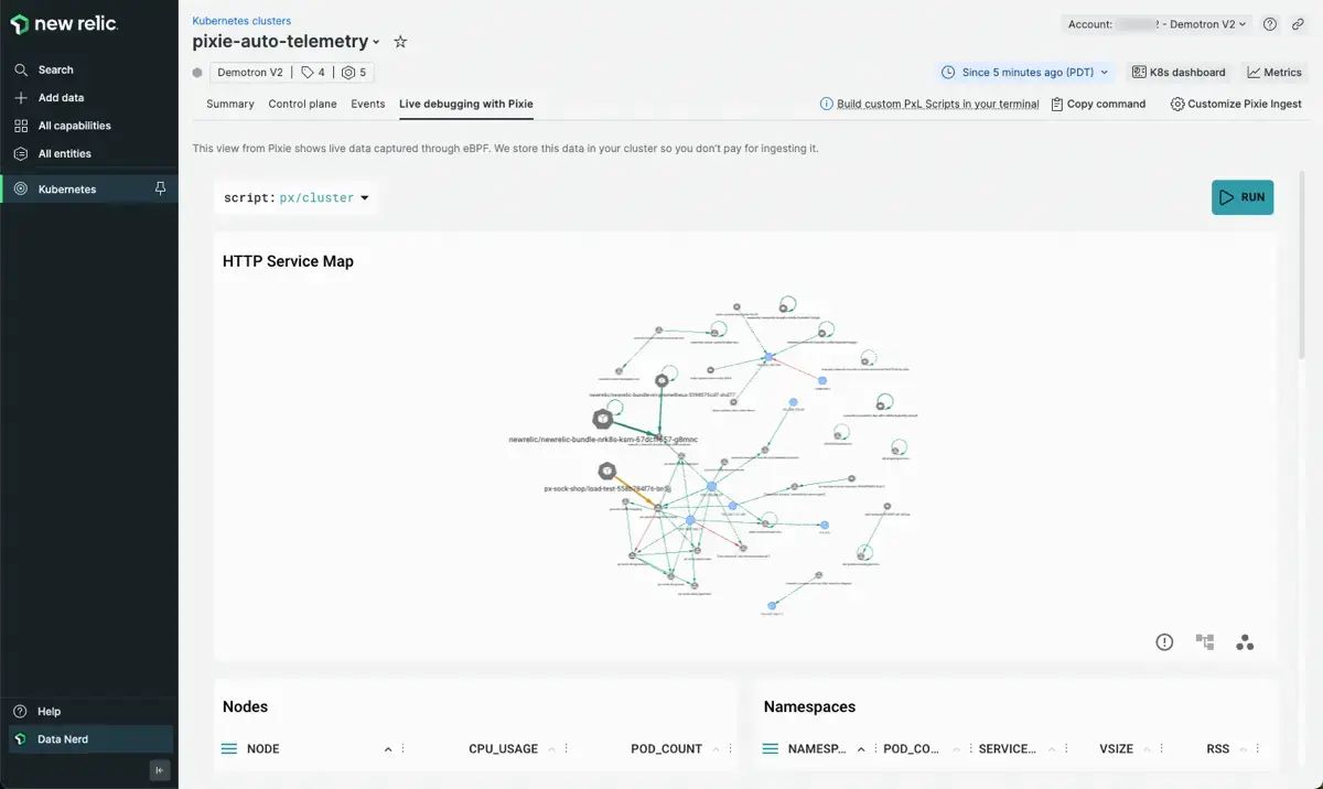 service graph in live debugger service-graph
