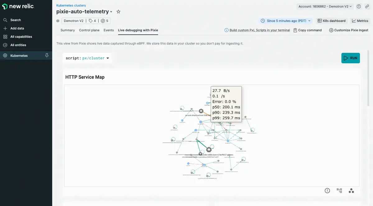 service graph in live debugger service-graph