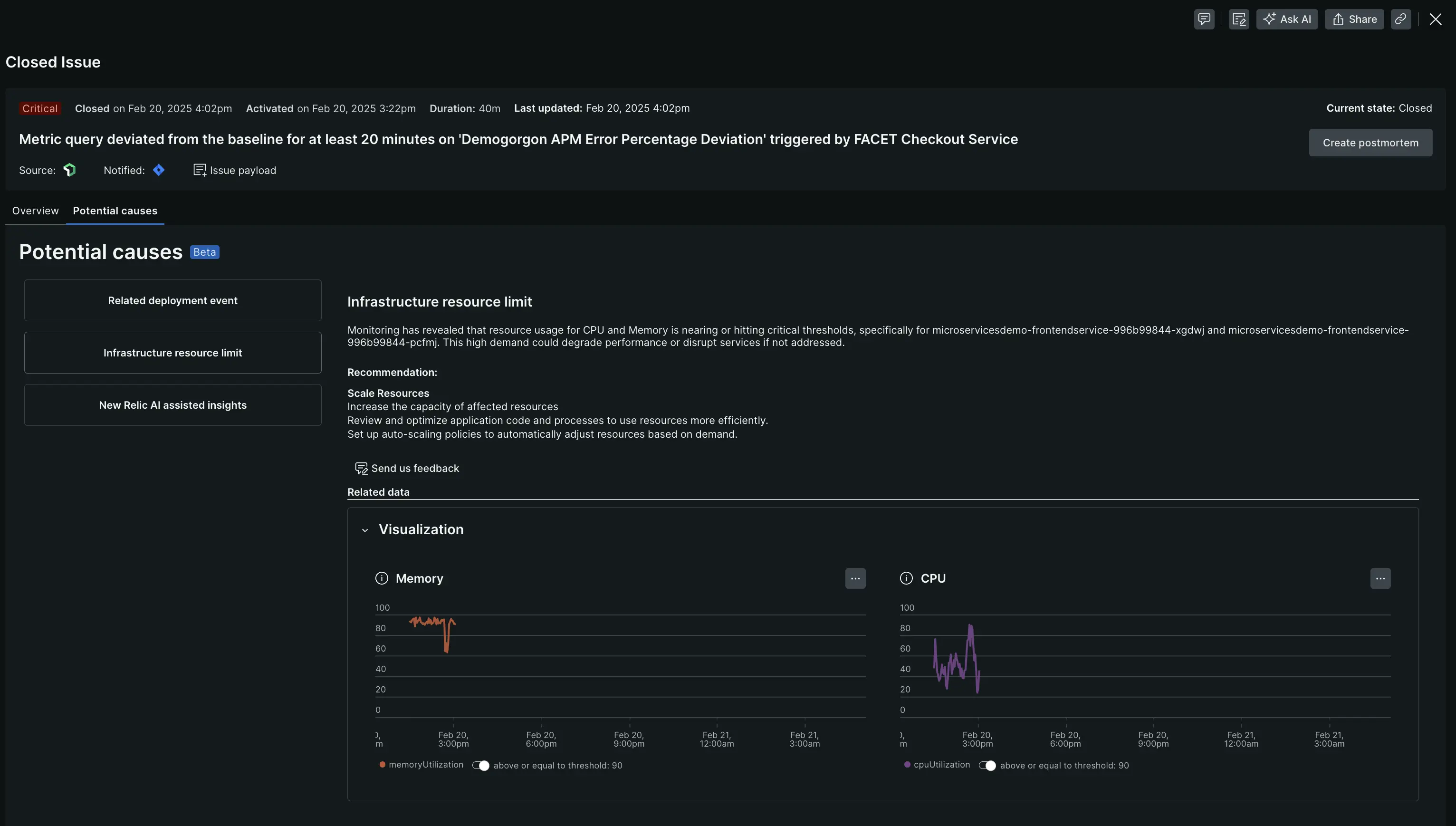The alerts issues feed. A screenshot of the alerts issues feed.