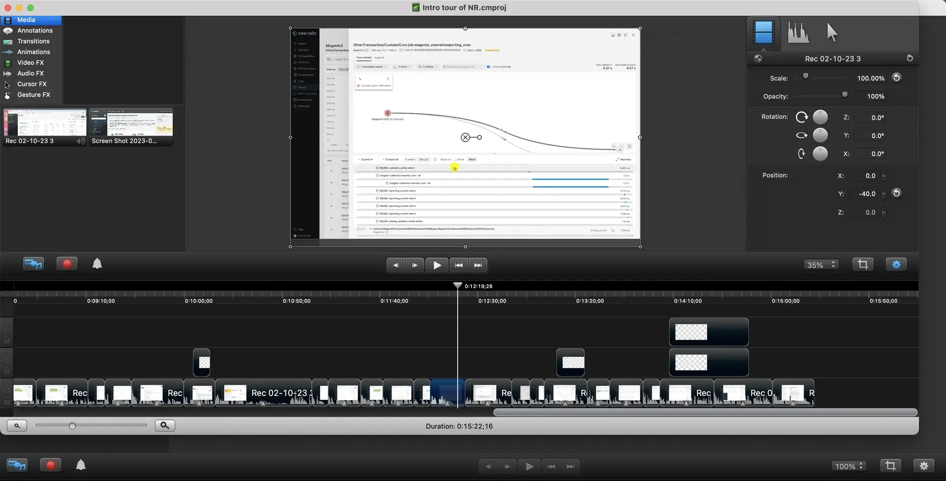 Camtasia editing interface Camtasia editing interface