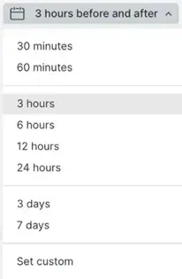 A screenshot showing how to change the time window for the comparison A screenshot showing how to change the time window for the comparison