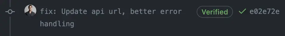 verified commit A screenshot of a verified commit in github