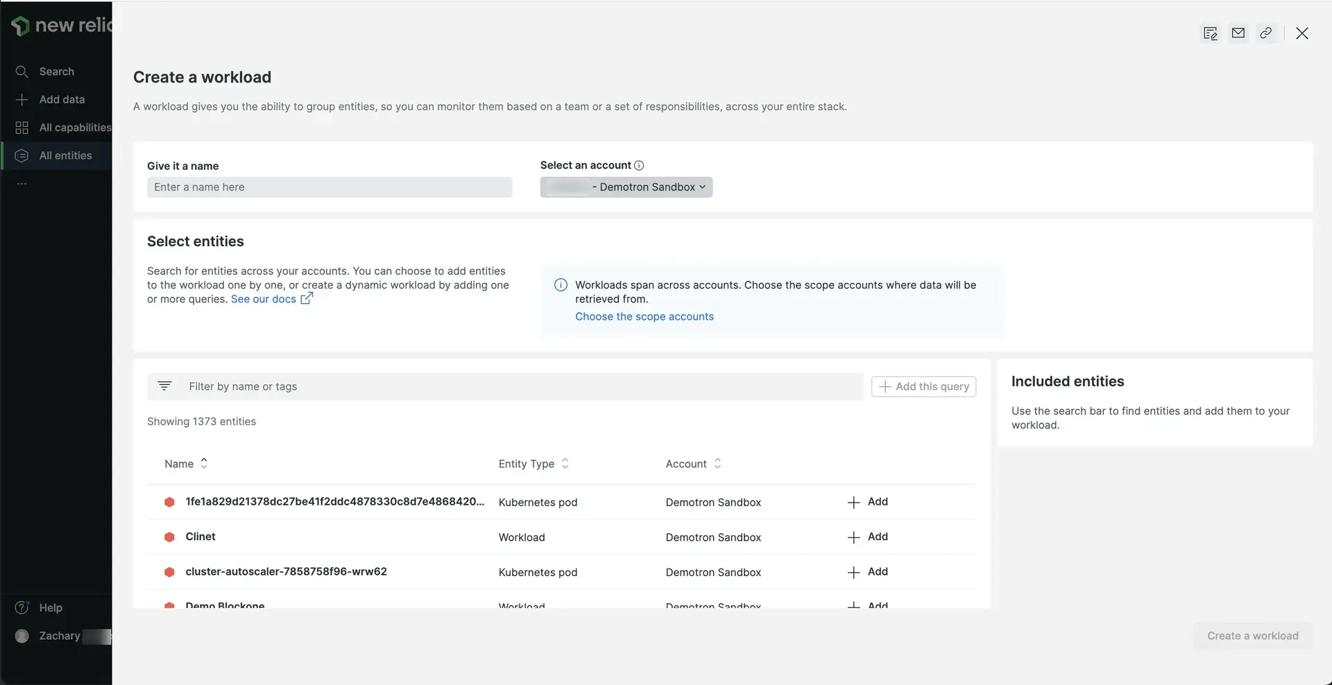 new-relic-create-workload.png New Relic - workload creation UI